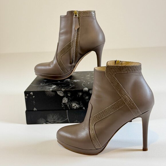 Elizee Taupe Beige Deia Side-Zip Platform Bootie - Picture 7 of 11